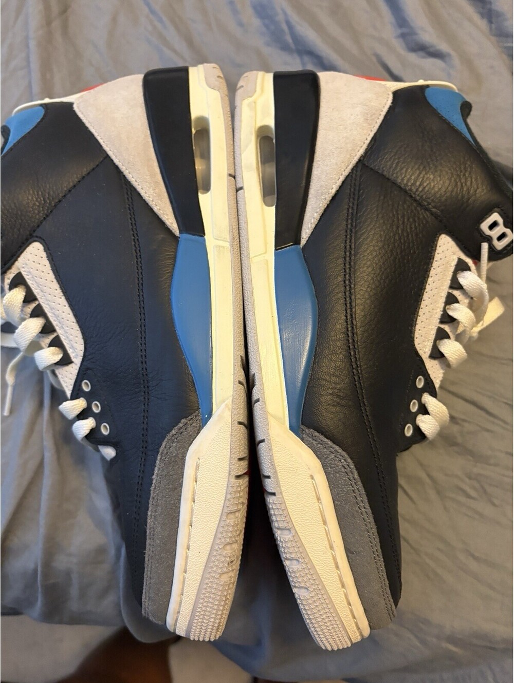 Nike Air Jordan 3 Men’s Leather Mid Top Lace-Up Sneaker Black/Blue/White